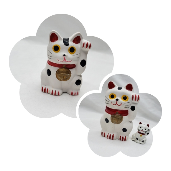 Three Japanese Waving Cat Maneki Neko Beckoning - Picture 1 of 13